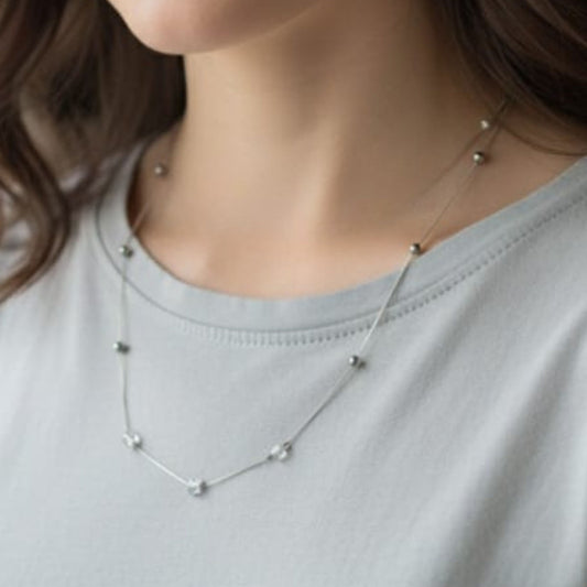 Silver Minimal Bead Necklace