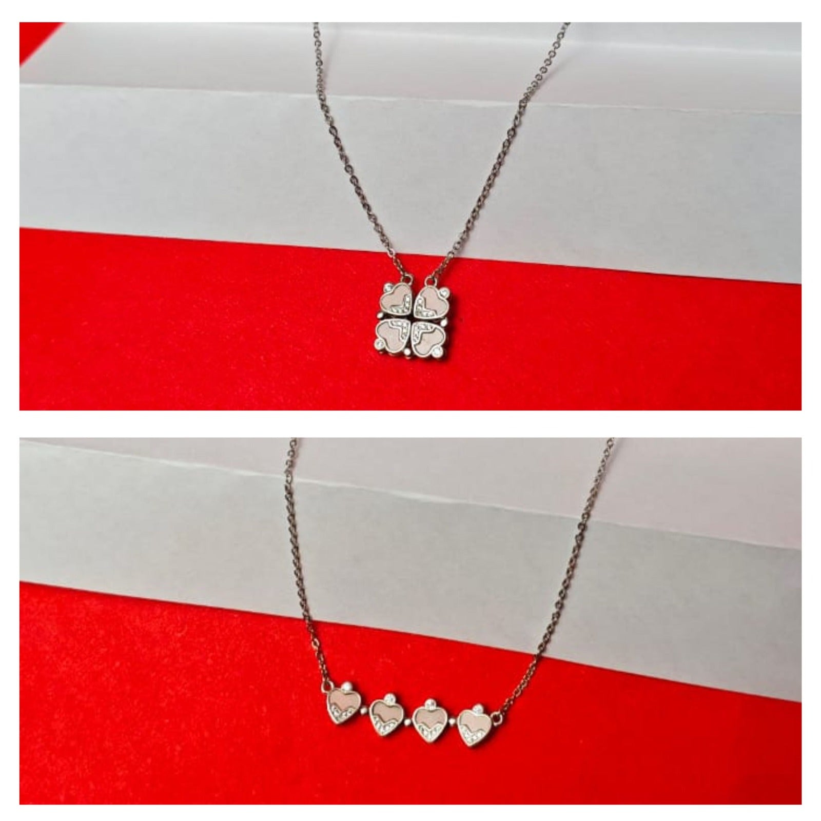 Silver Heart Cluster Necklace