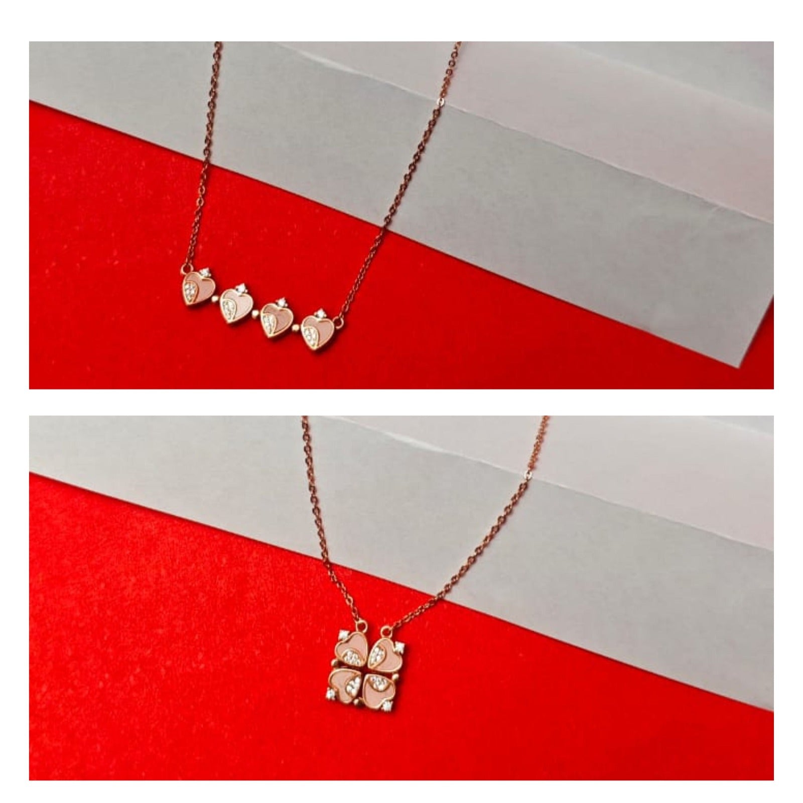 Silver Rosy Heart Bloom Necklace