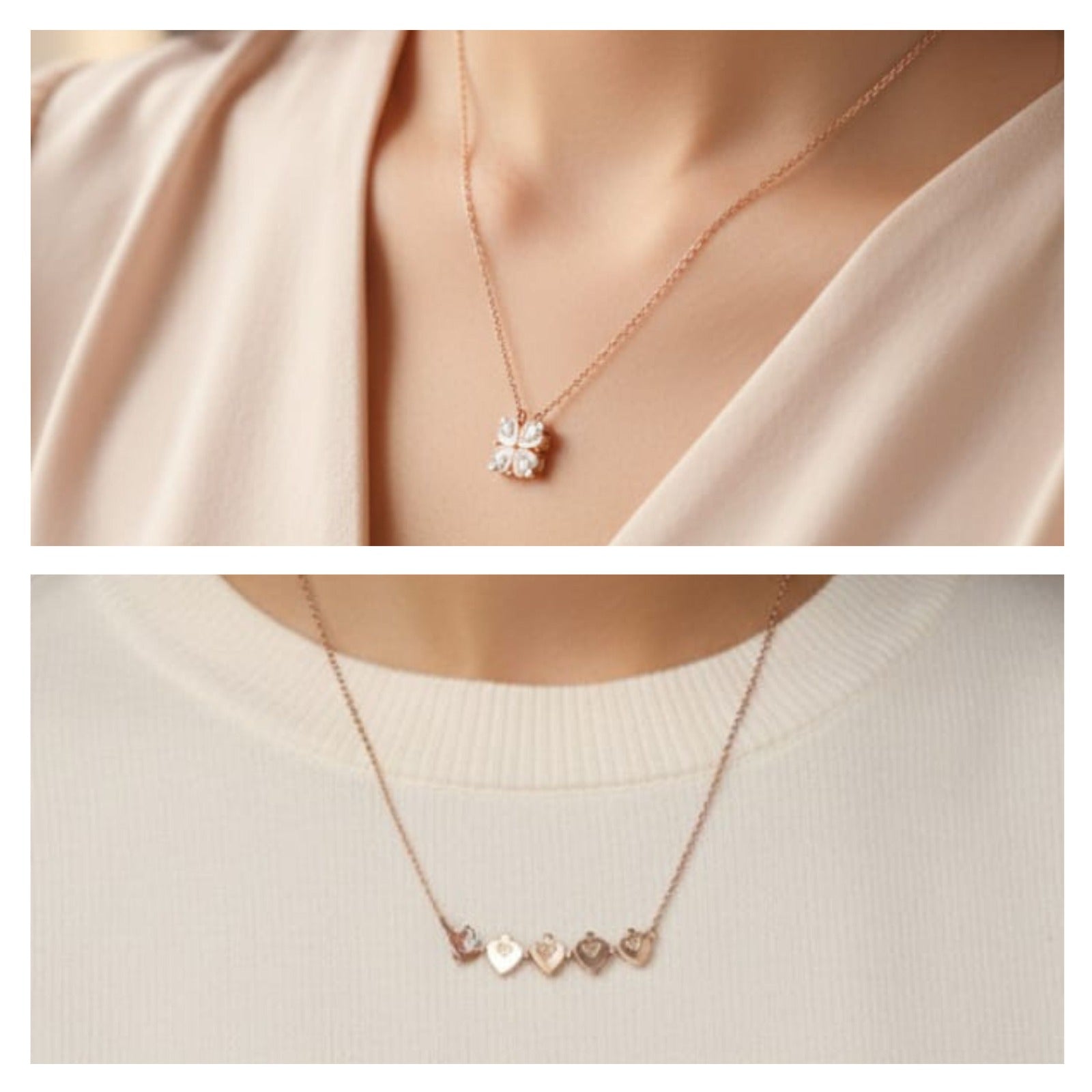 Silver Blush Heart Bloom Necklace