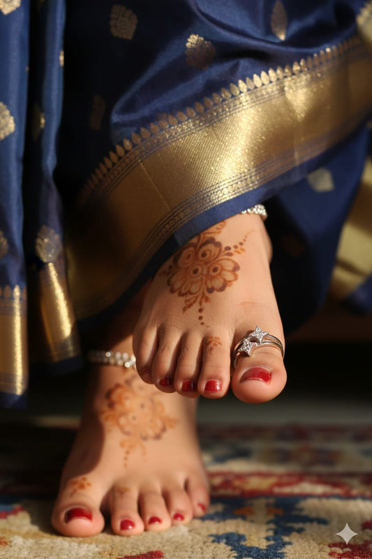 Silver Star Curve Toe Ring