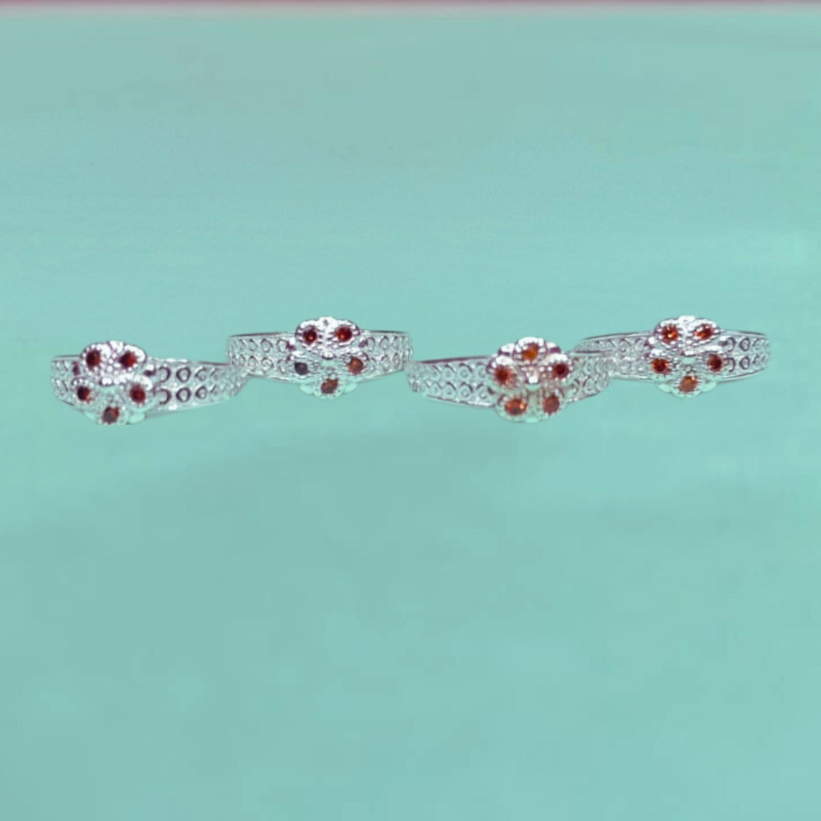 Ruby Bloom Silver Toe Ring