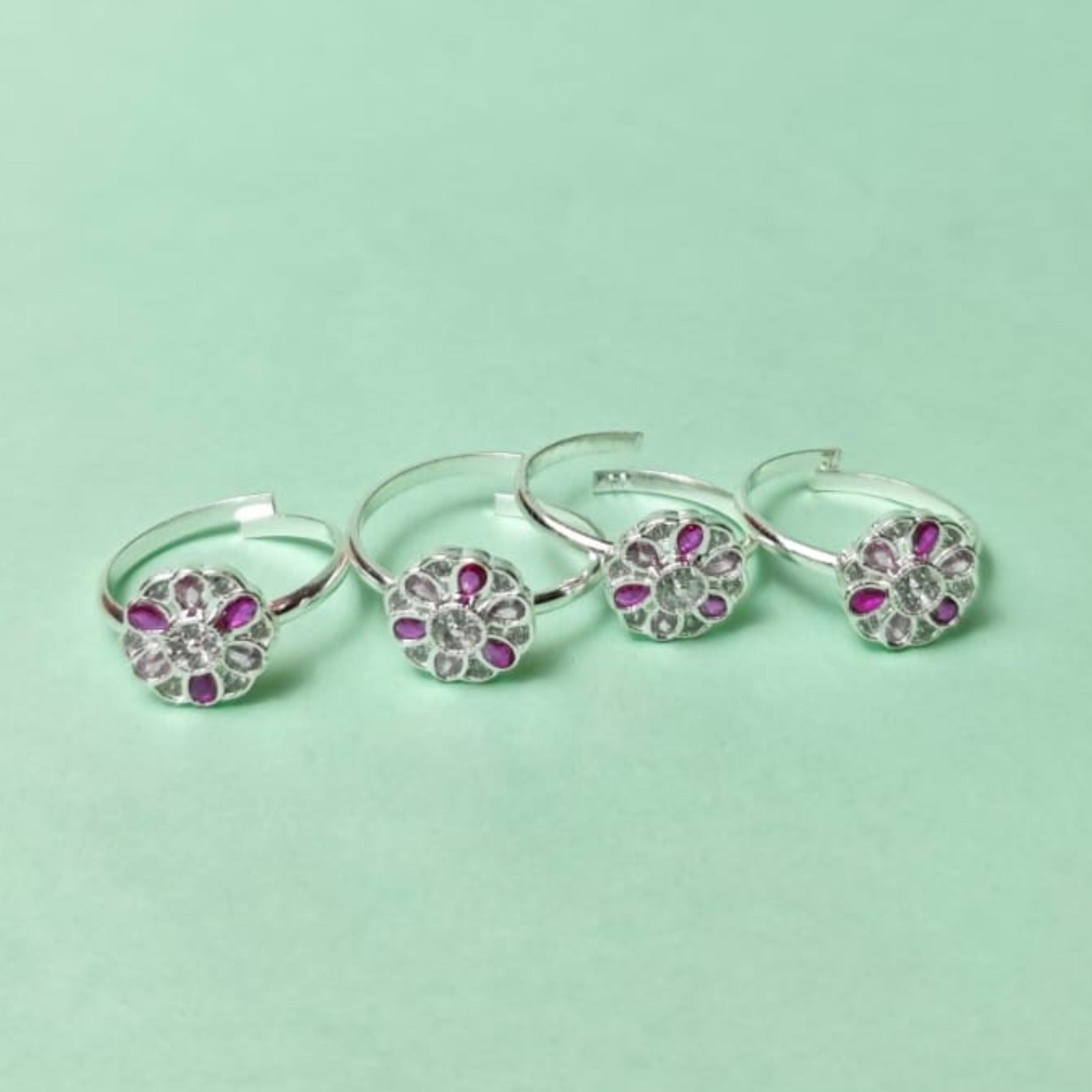 Amethyst Blossom  Silver Toe Ring