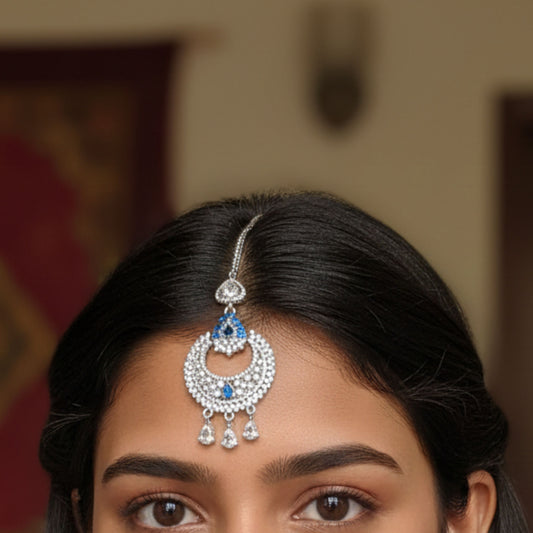 Blue Peacock Moon Maang Tikka