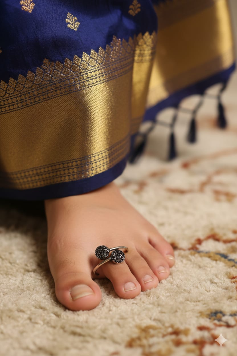 Silver Midnight Twin Toe Ring