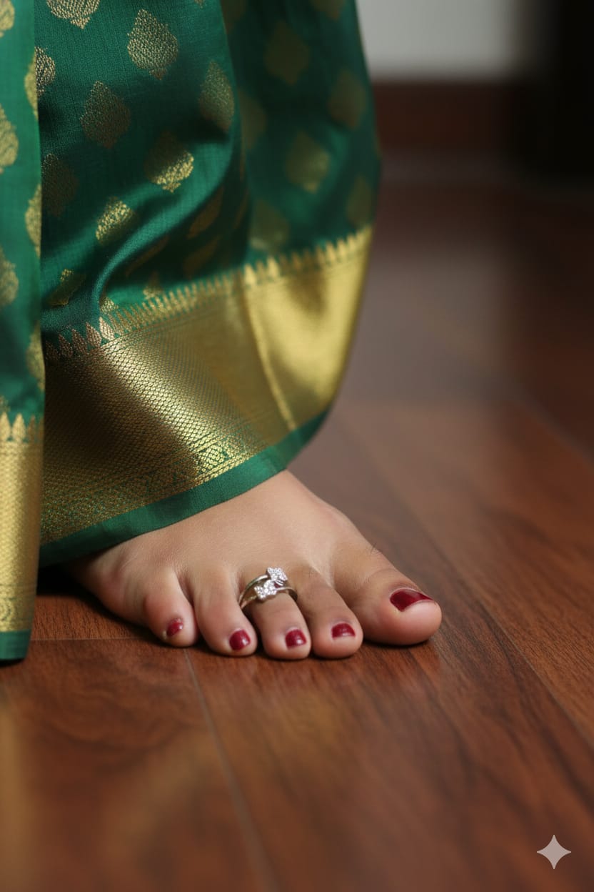 Silver Floral Spark Toe Ring