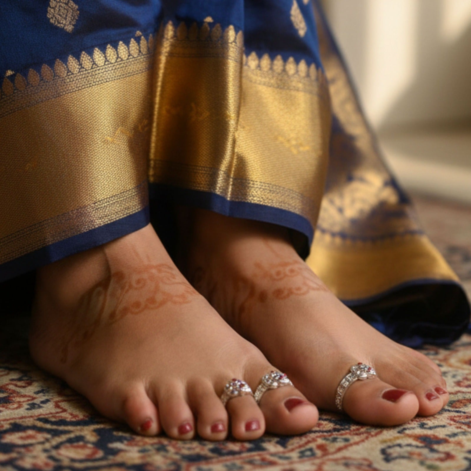 Ruby Heritage Band Silver Toe Ring