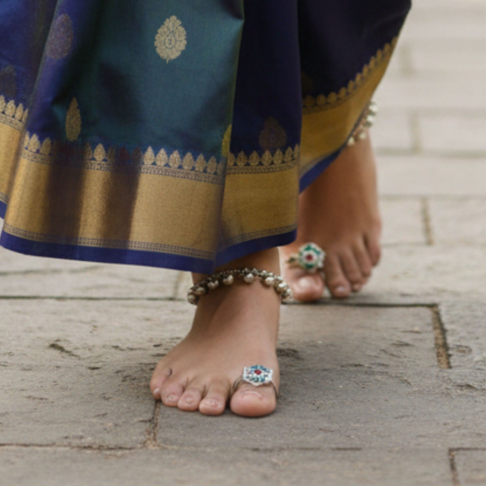 Emerald Ruby Hexa Silver Ring