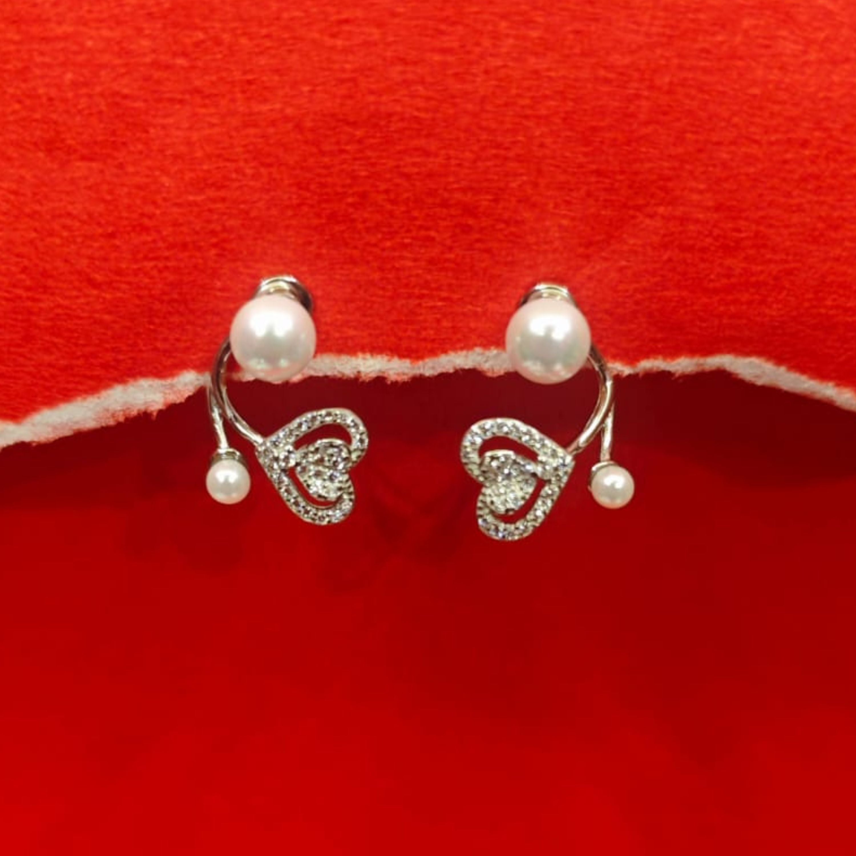 Pearl Heart Whisper Silver Earrings