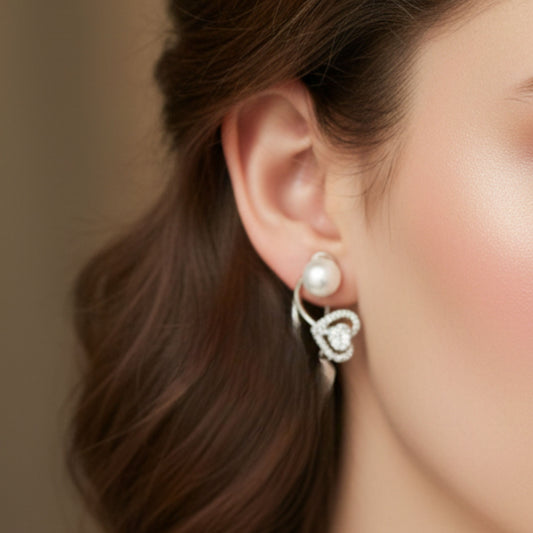 Pearl Heart Whisper Silver Earring