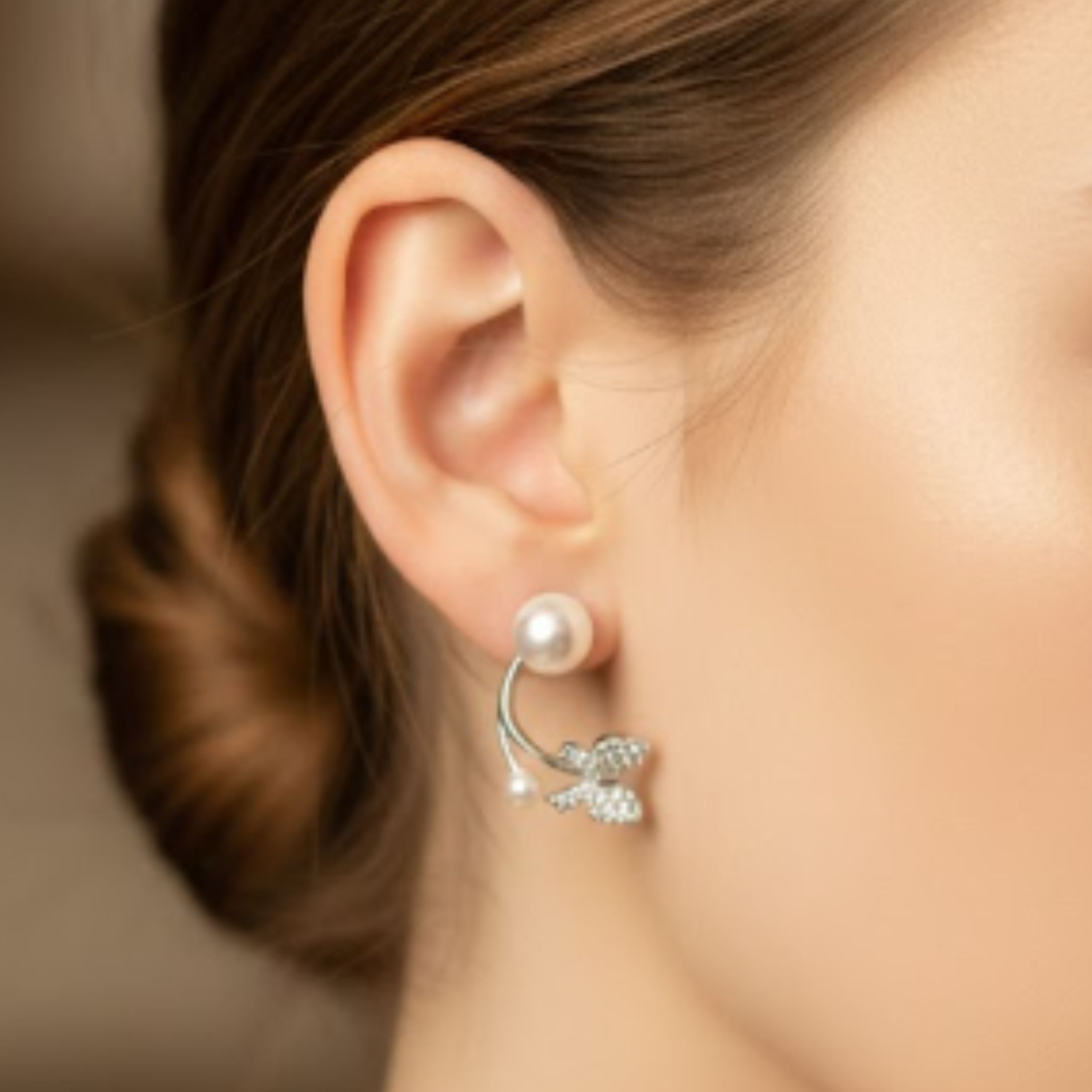 Pearl Flutter Silver Earrings