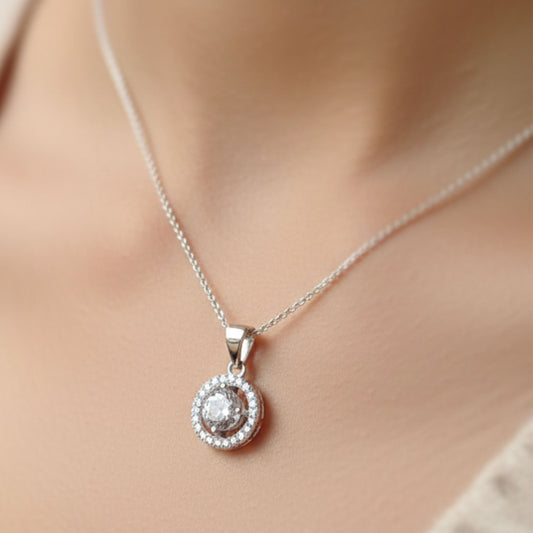 Chandrika Halo Sterling Silver Pendant
