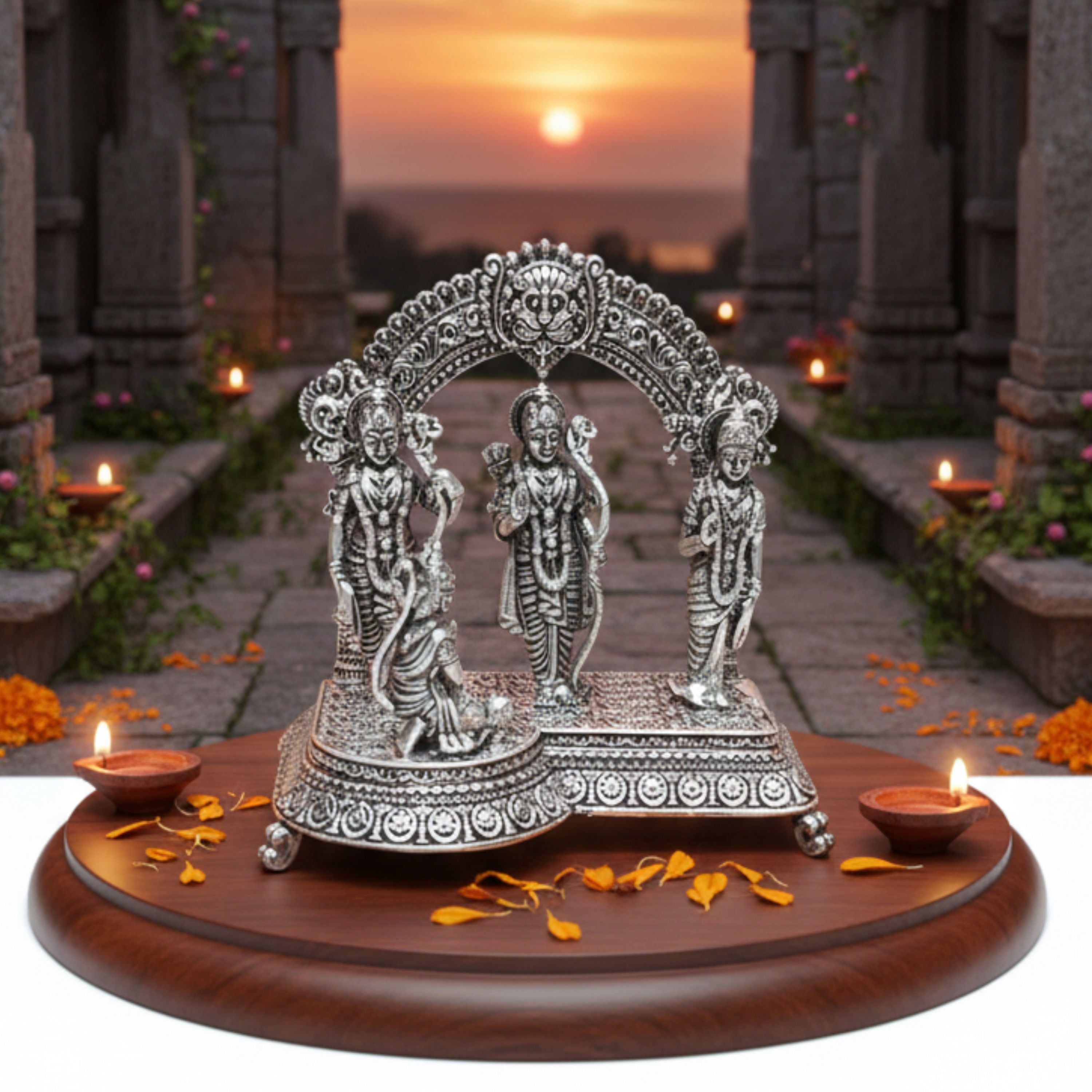Divine Ram Darbar Silver Idol Set