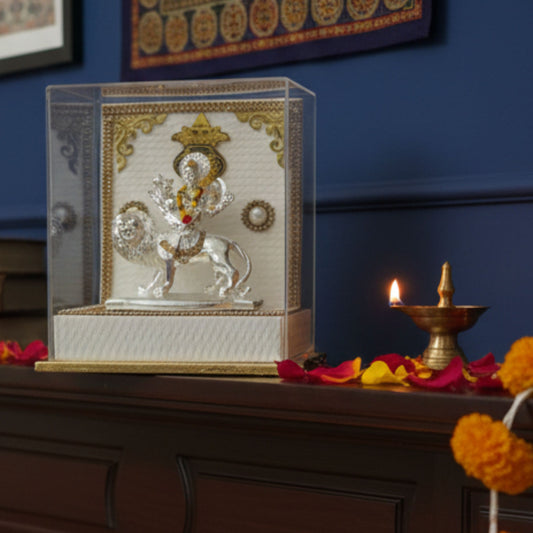Divine Silver Sherawali Mata Idol