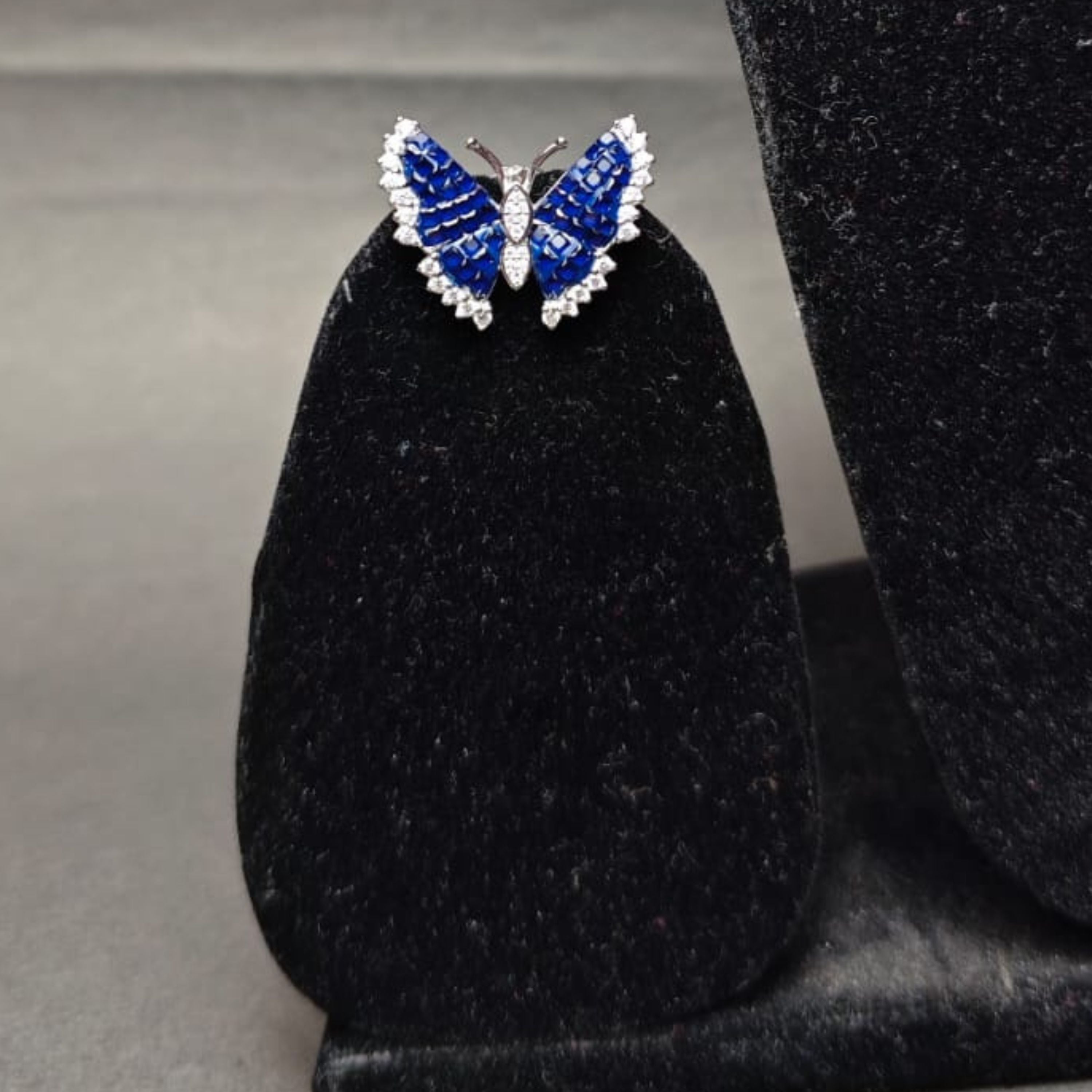Blue Monarch Butterfly Silver Pendant Set