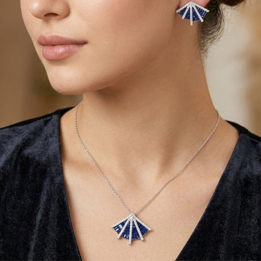 Blue Radiance Fan Pendant Set