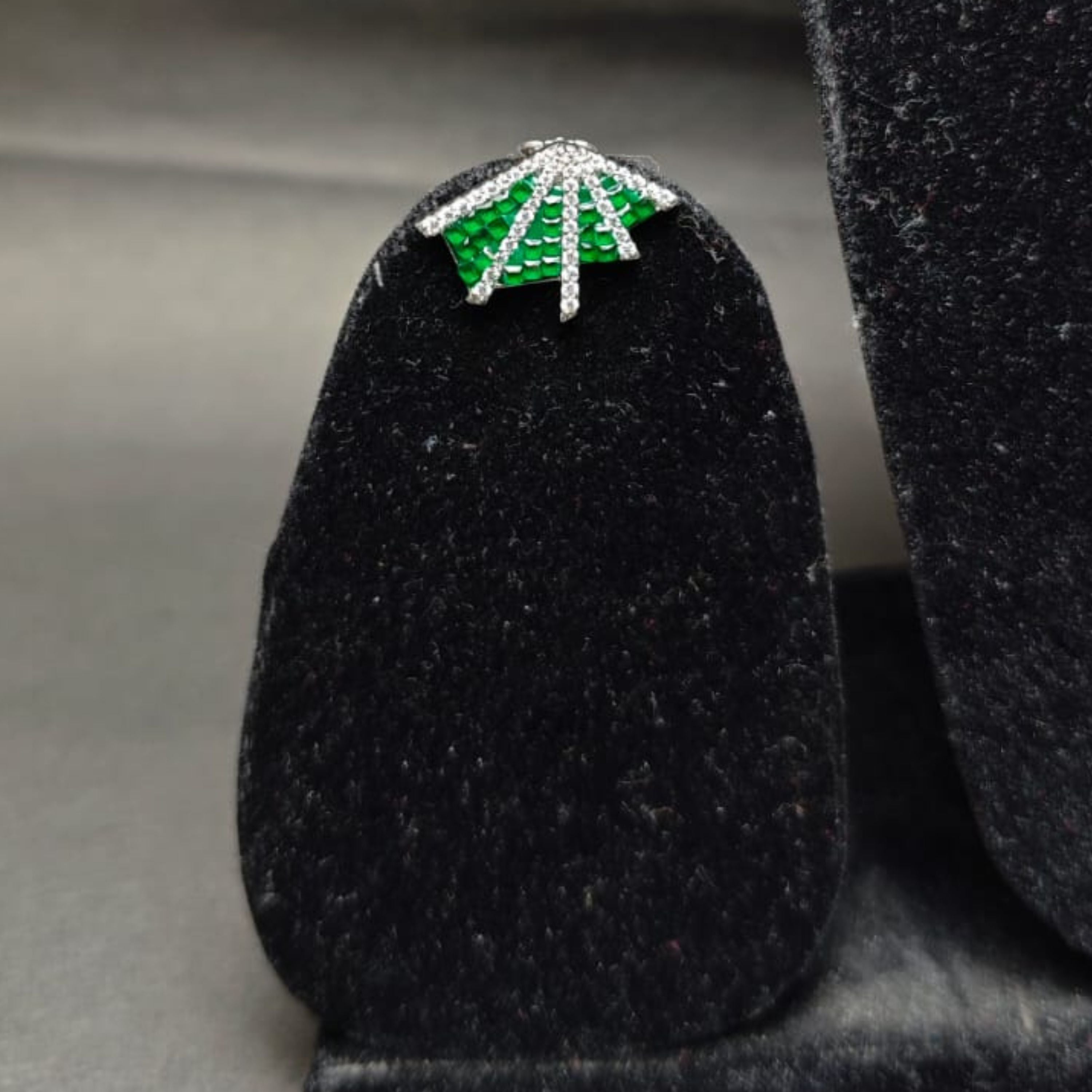 Emerald Fan Grace Pendant & Stud Set