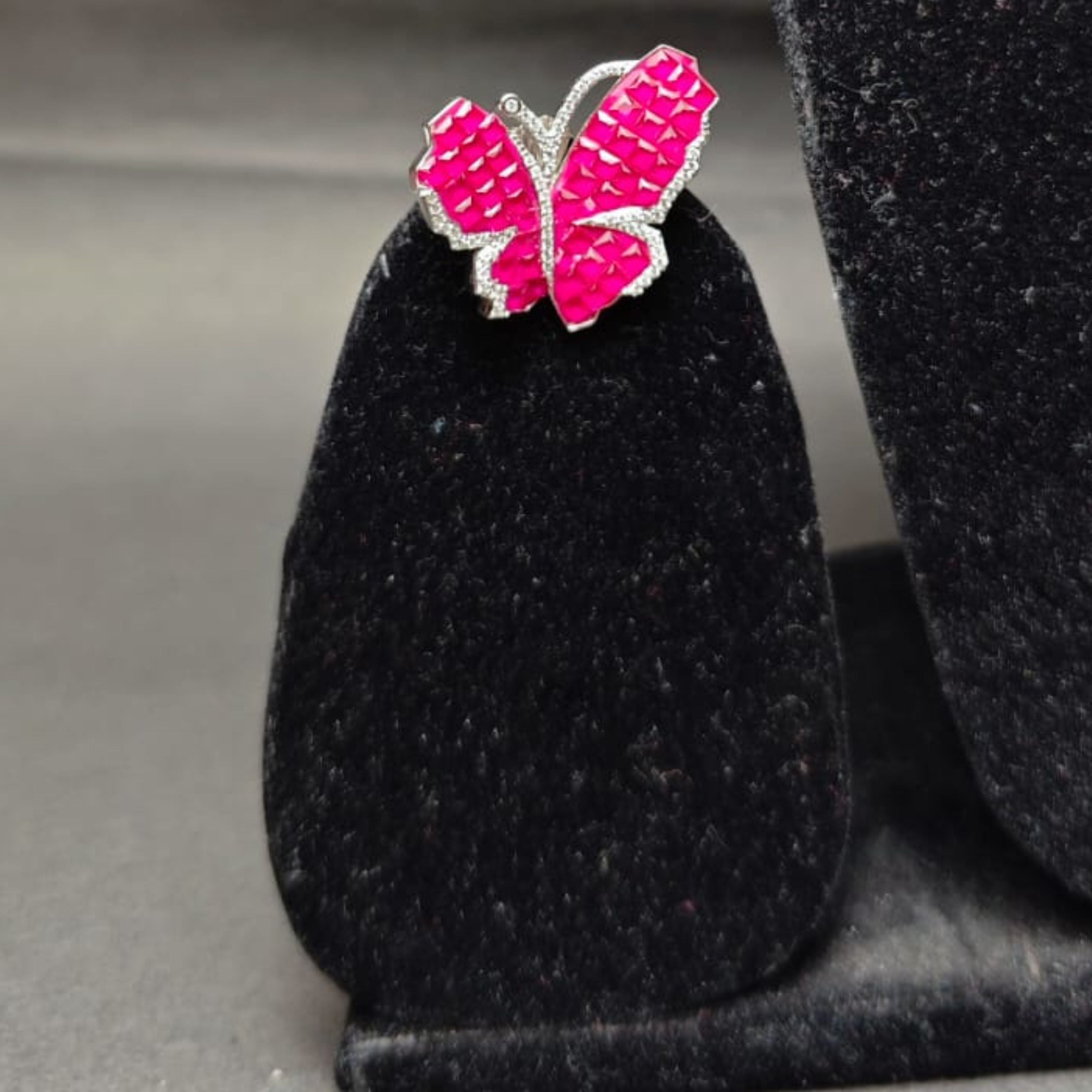 Ruby Flutter Butterfly Pendant & Earring Set