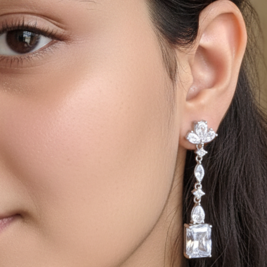 Silver Floral Grace Drop Earring