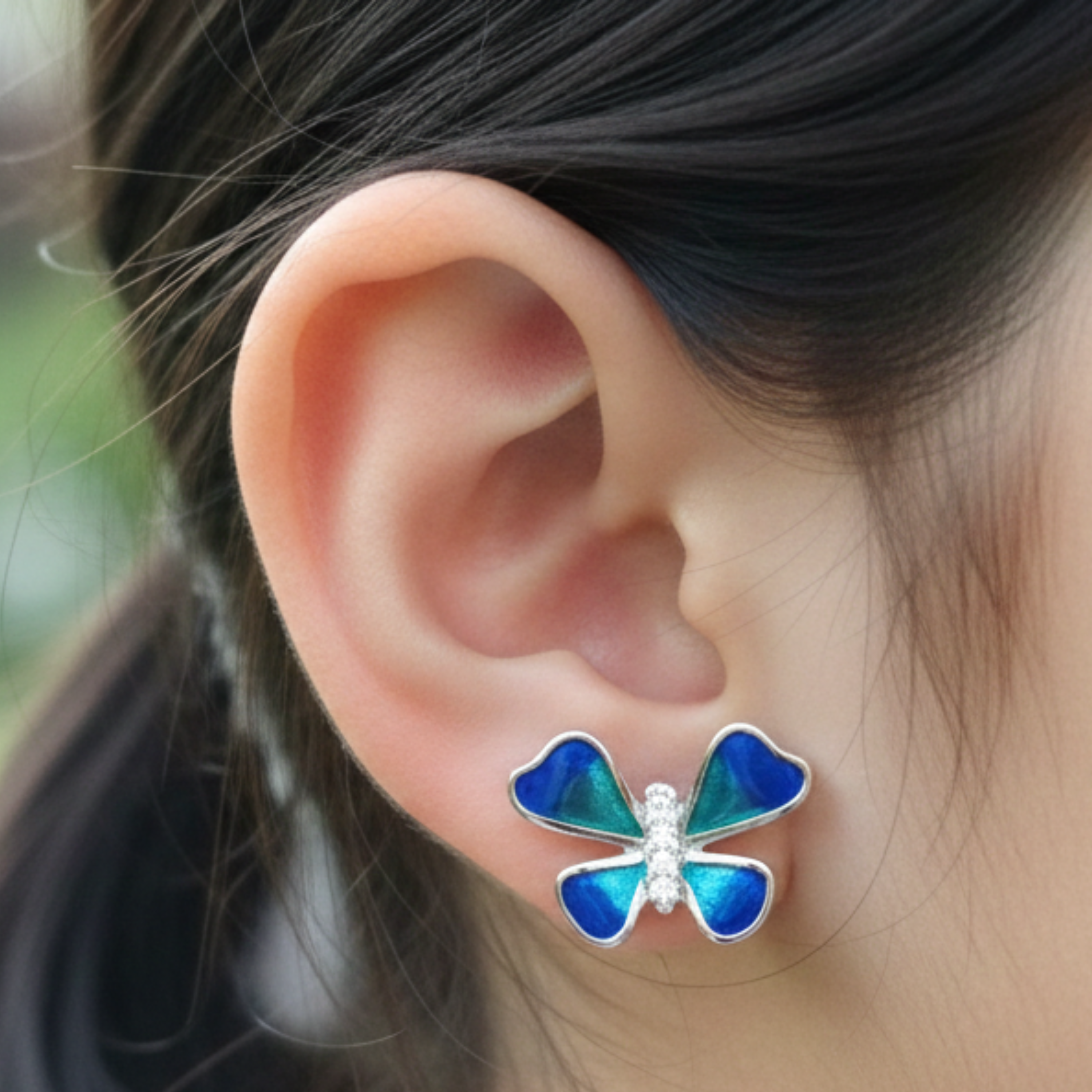 Blue Butterfly Stud Earring