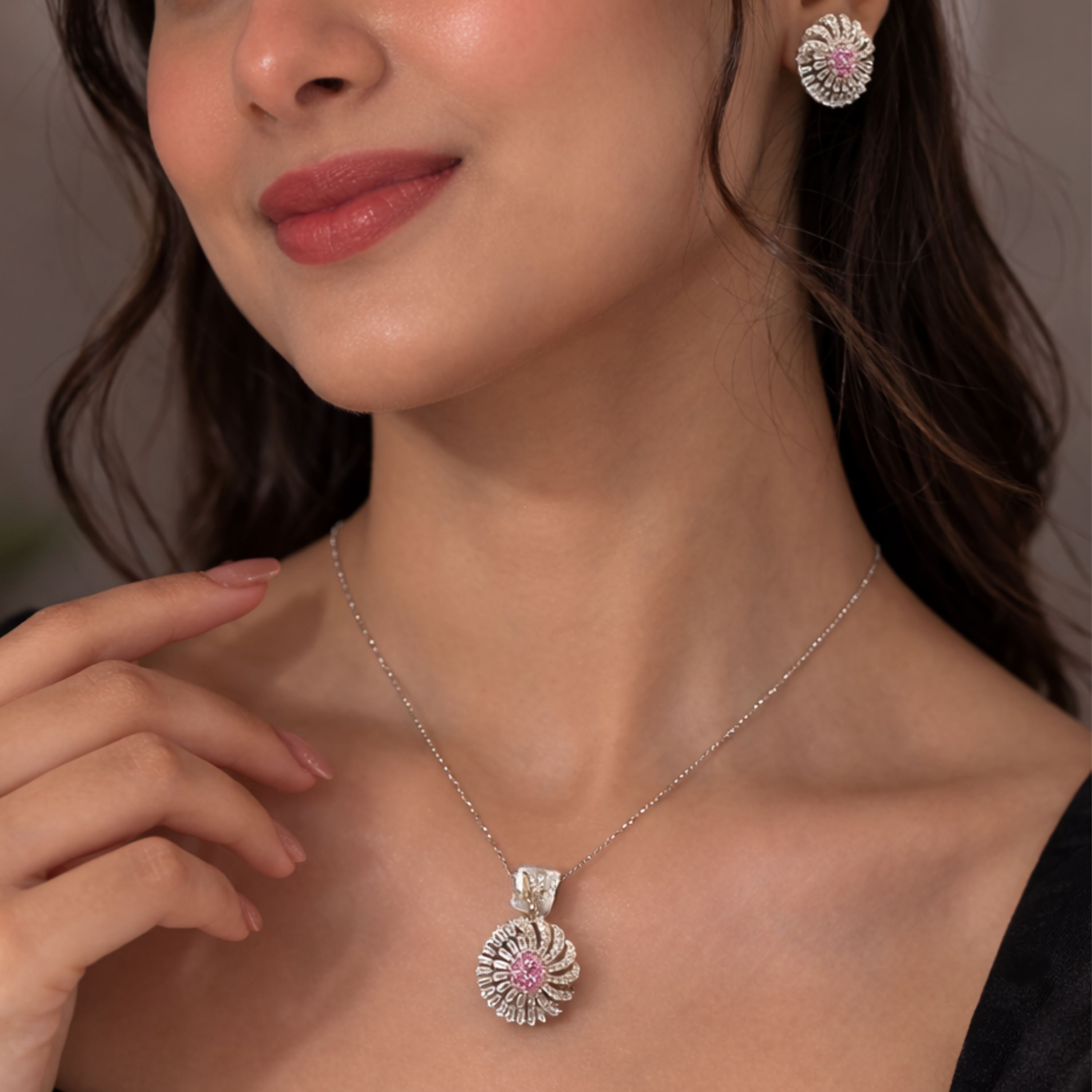 Pink Radiance Swirl Pendant Set