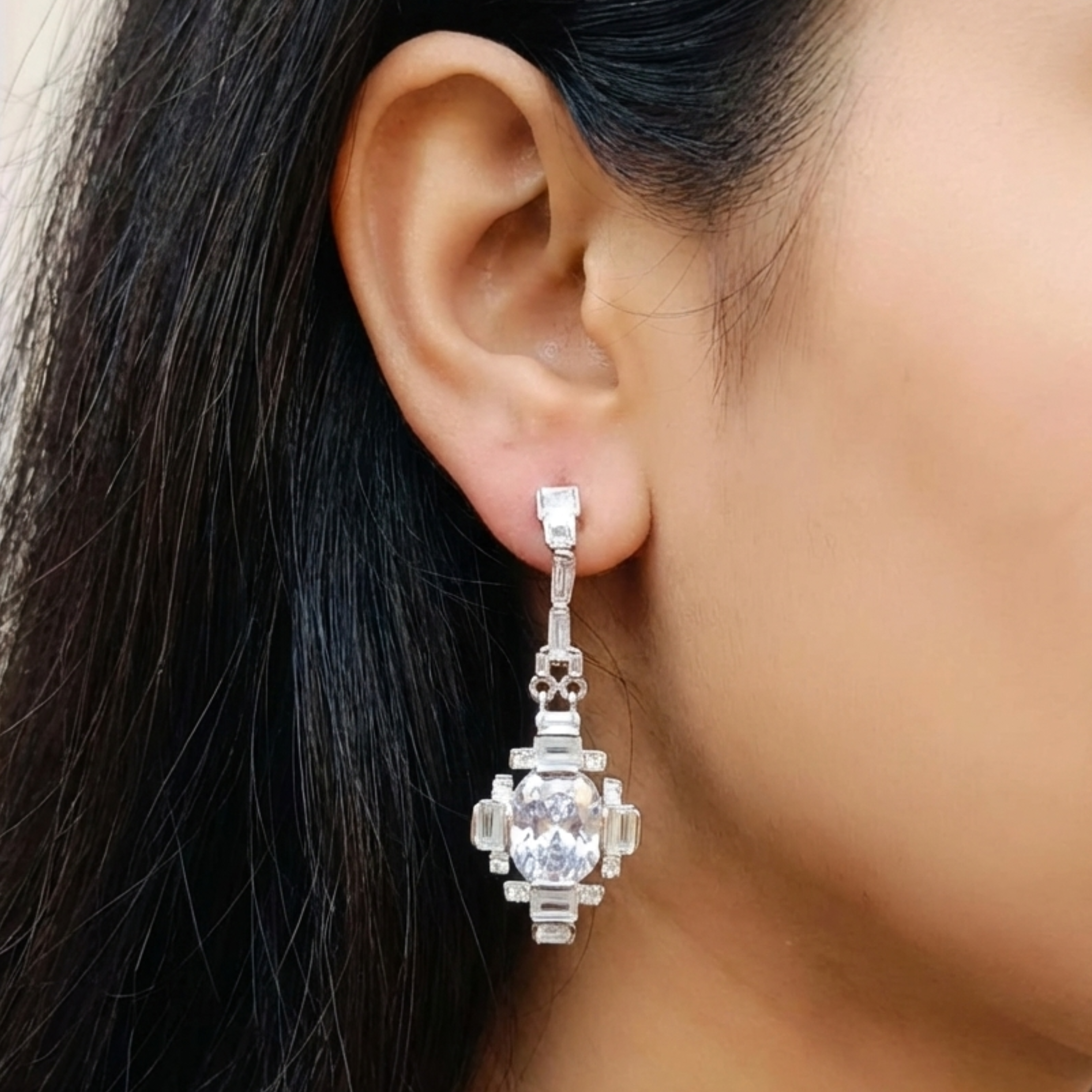 Silver Regal Prism Drop Earring