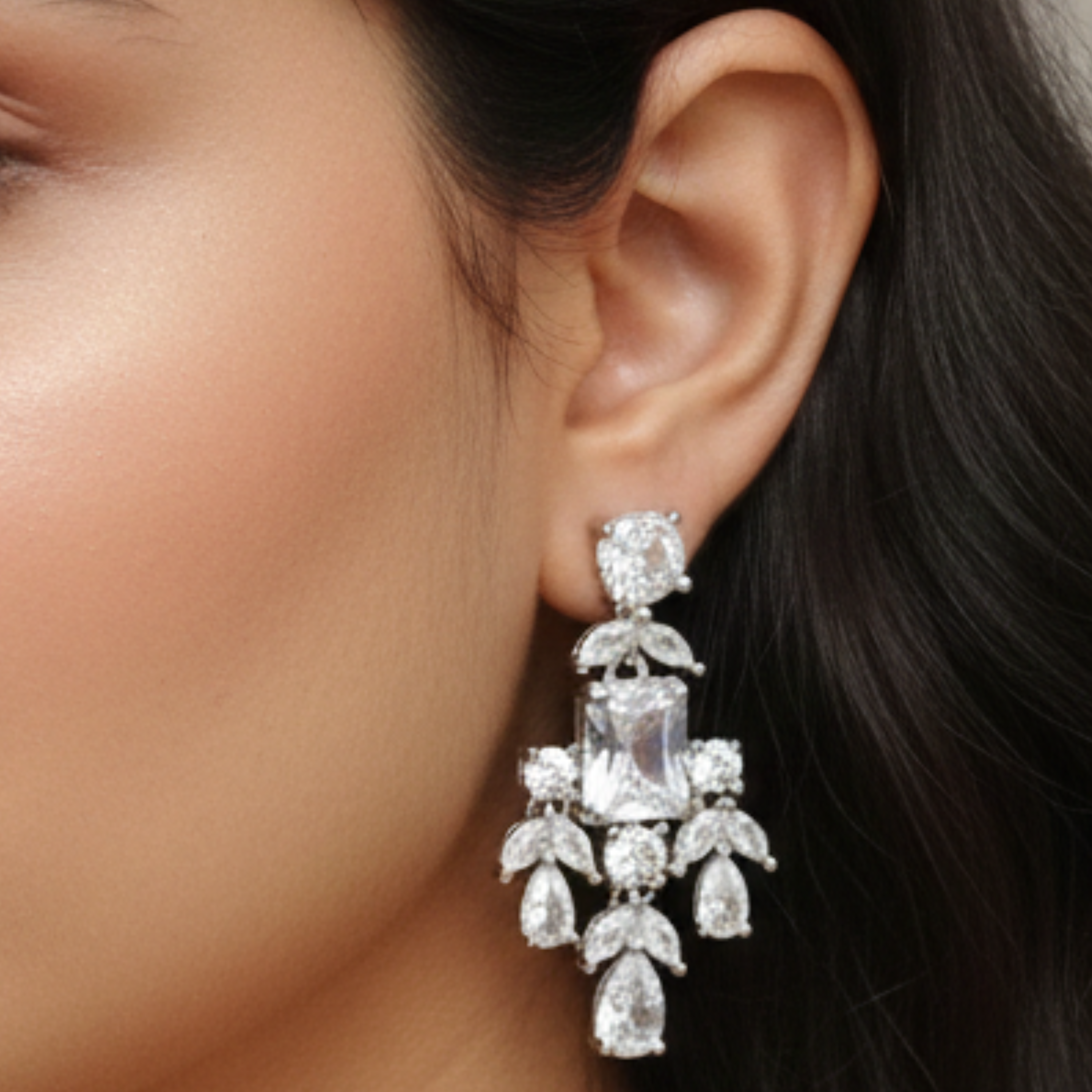 Crystal Grid Drop Earring