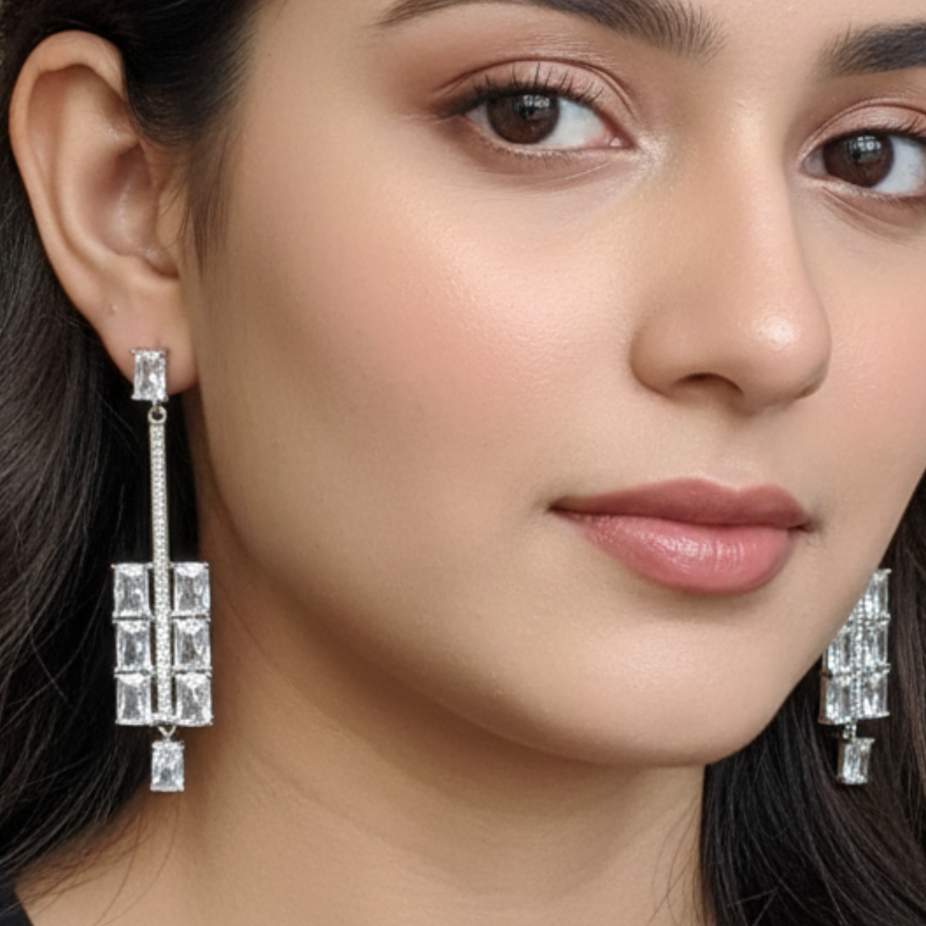 Crystal Axis Drop Earrings