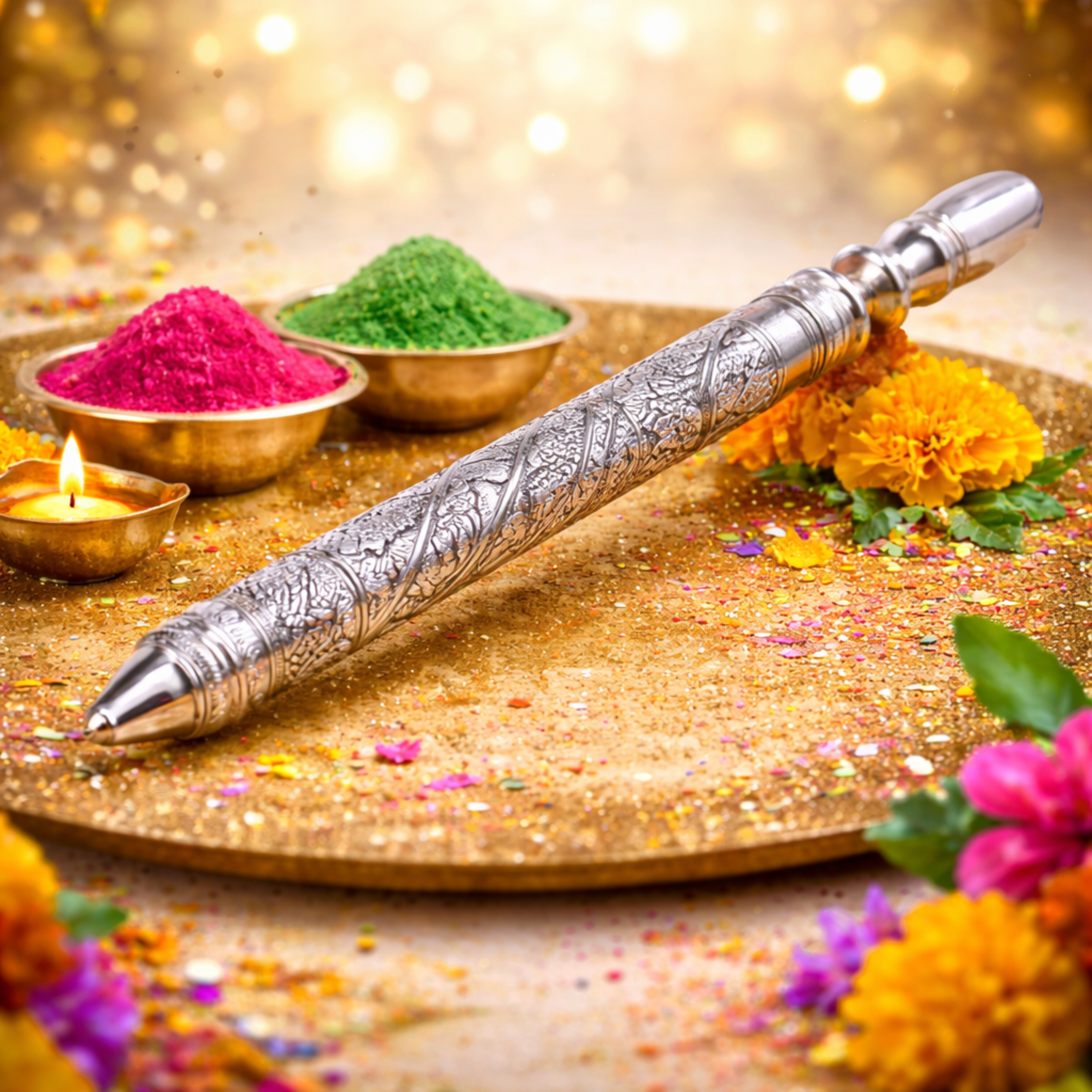Silver pichkari & Balti set