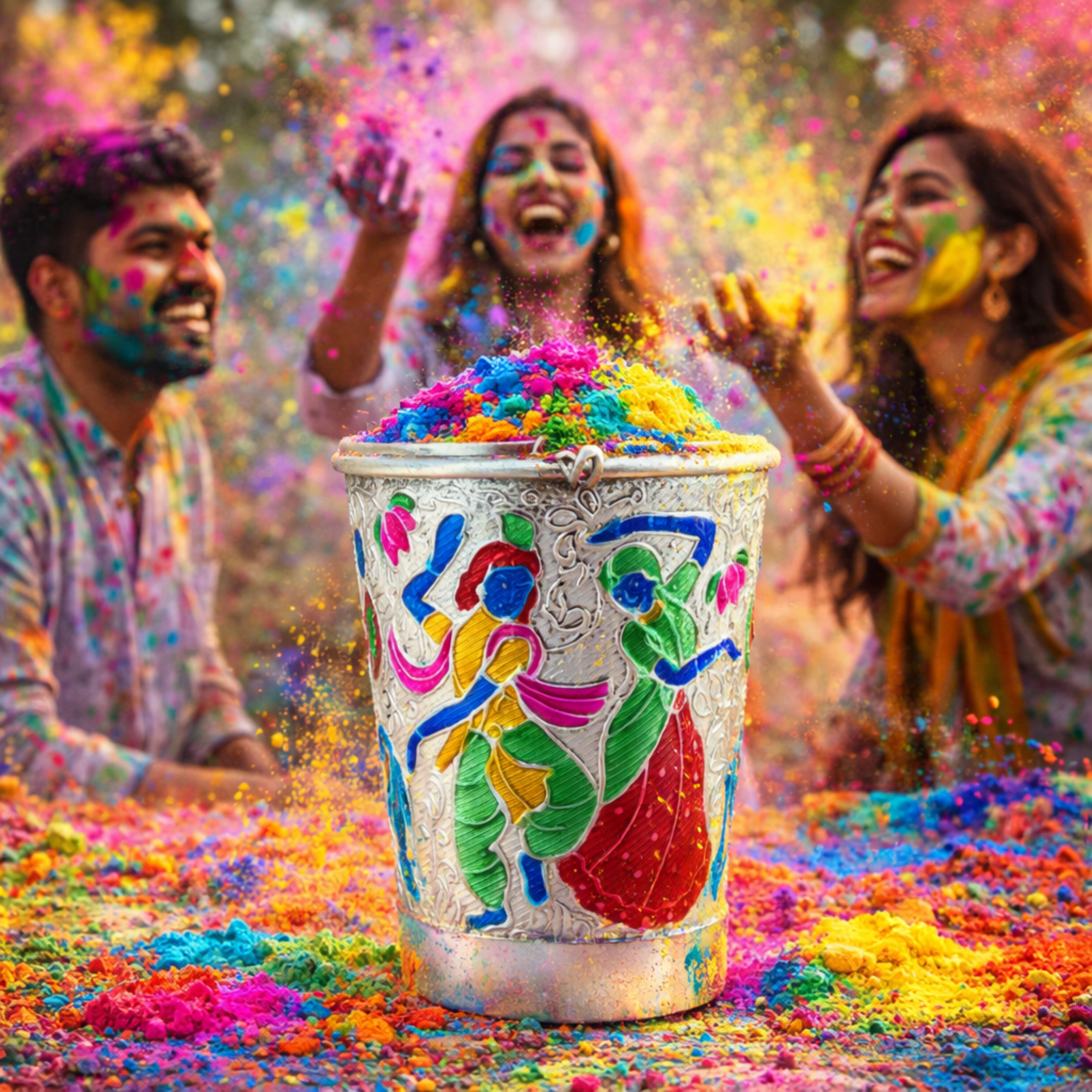 Radha Krishna Cow Splash Set