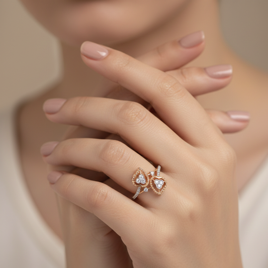 Double Heart Sparkle Ring