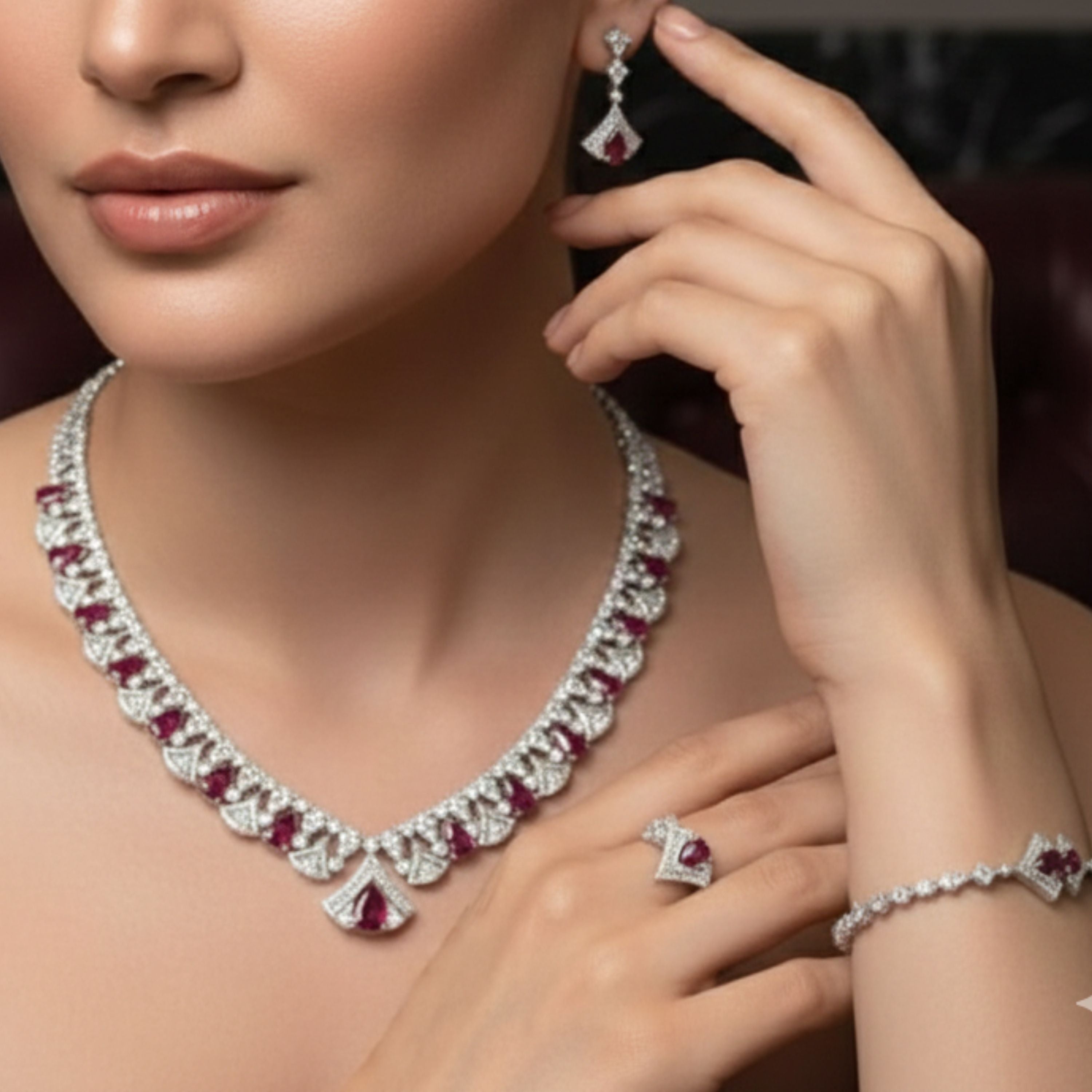 Royal Ruby Diamond Jewellery Set