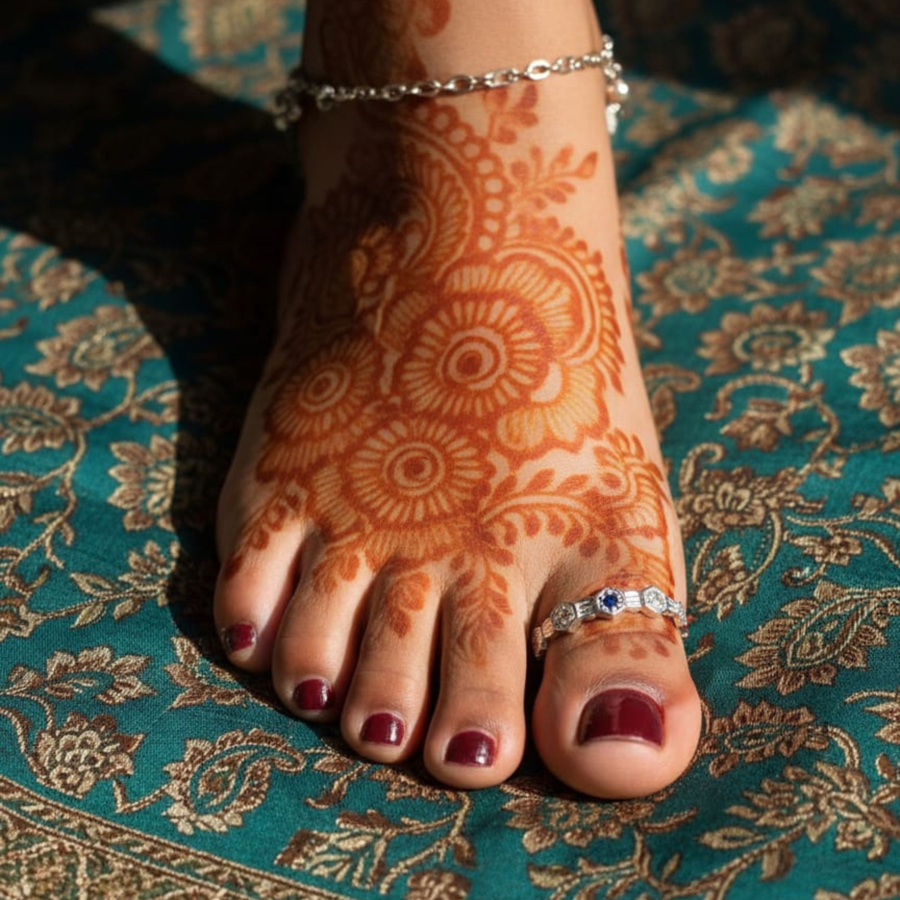 Blue Sparkle Silver Toe Ring