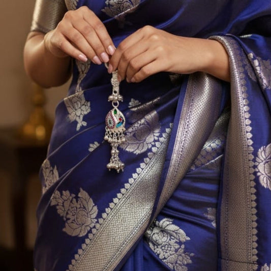 Peacock Aura Silver Keychain