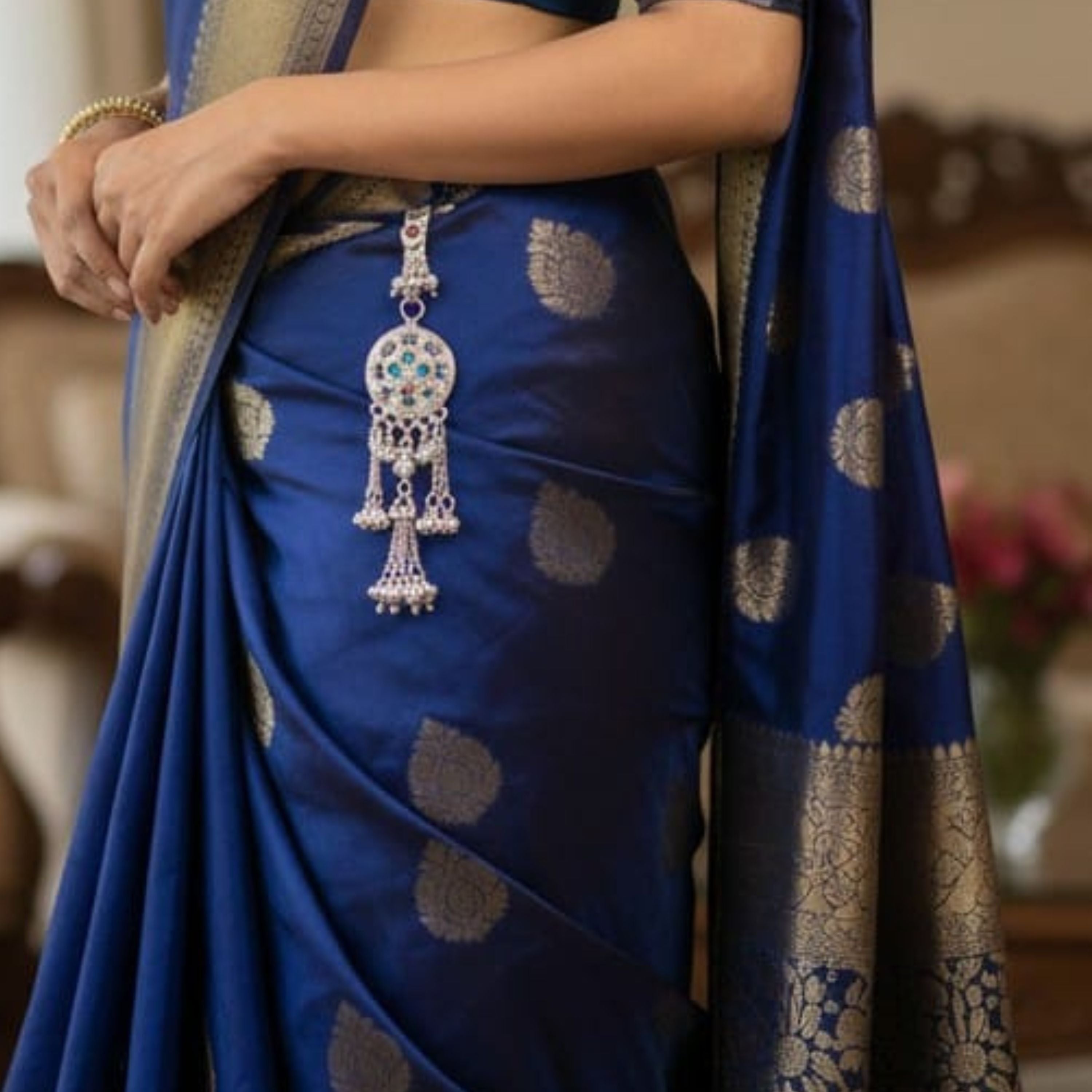 Royal Bloom Silver Keychain