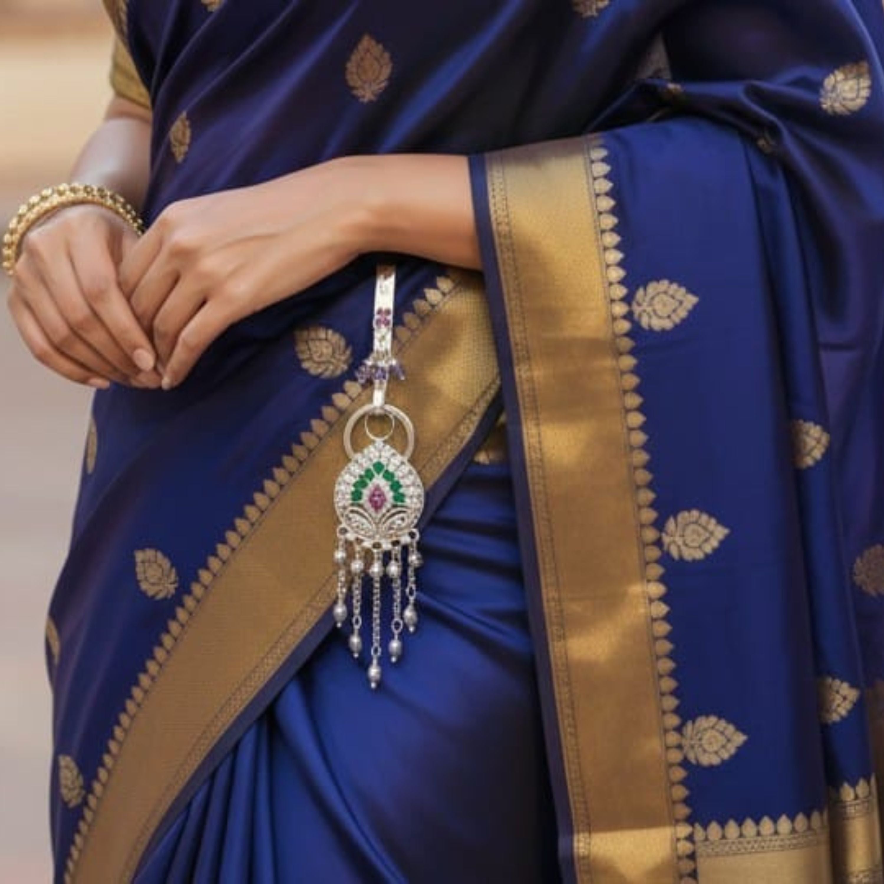 Royal Peacock Silver Keychain