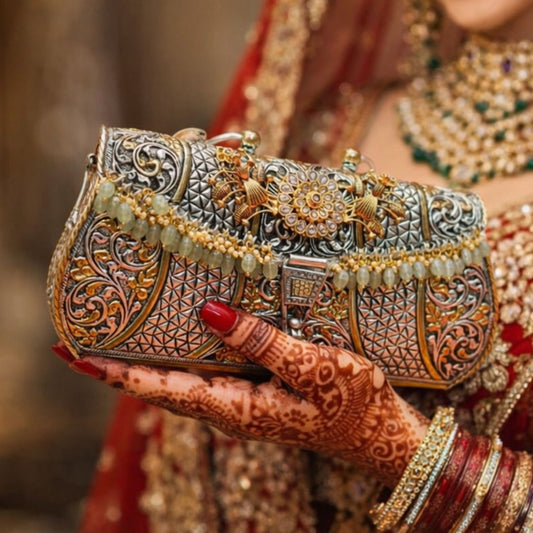 Rajwadi Heirloom Silver Clutch