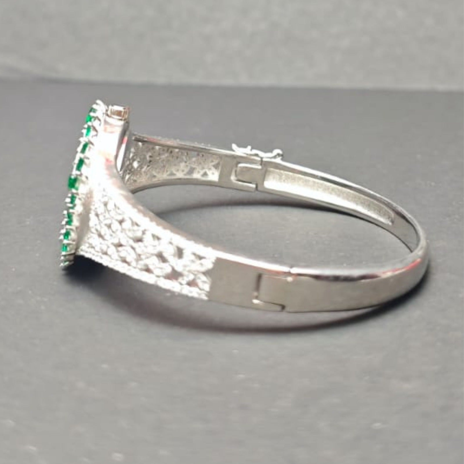 Emerald Halo Silver Watch