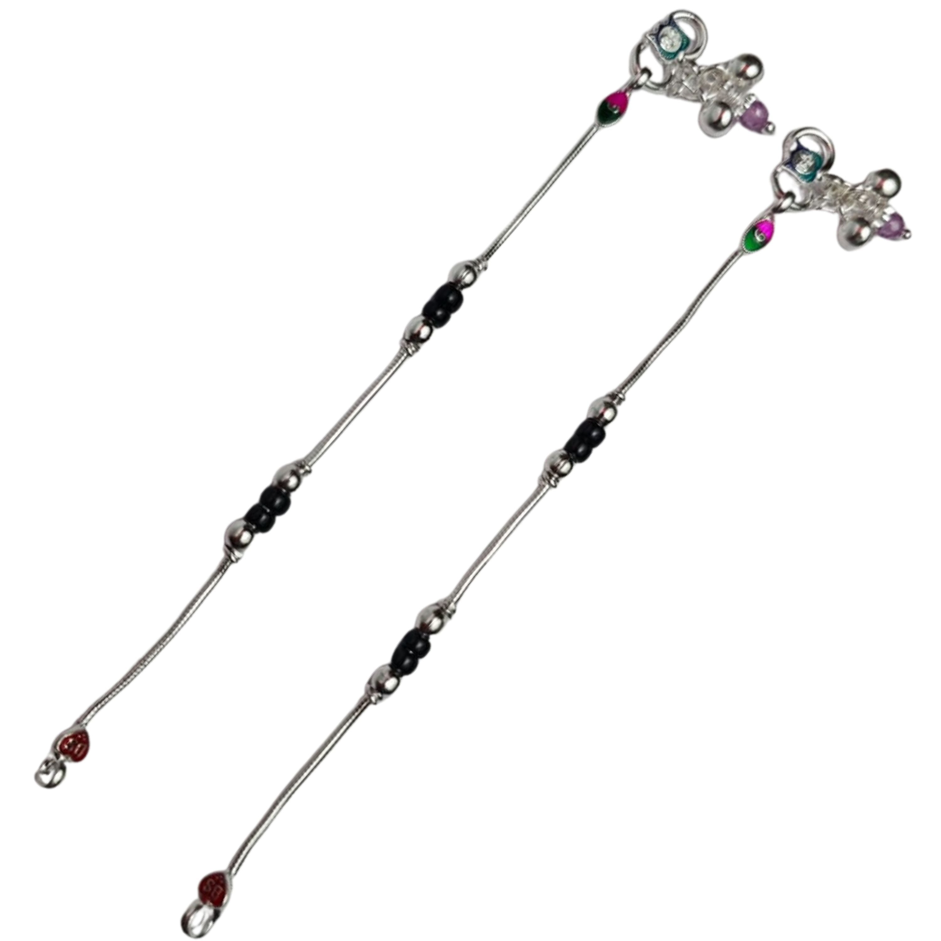 Silver Elegance Black Bead Payal