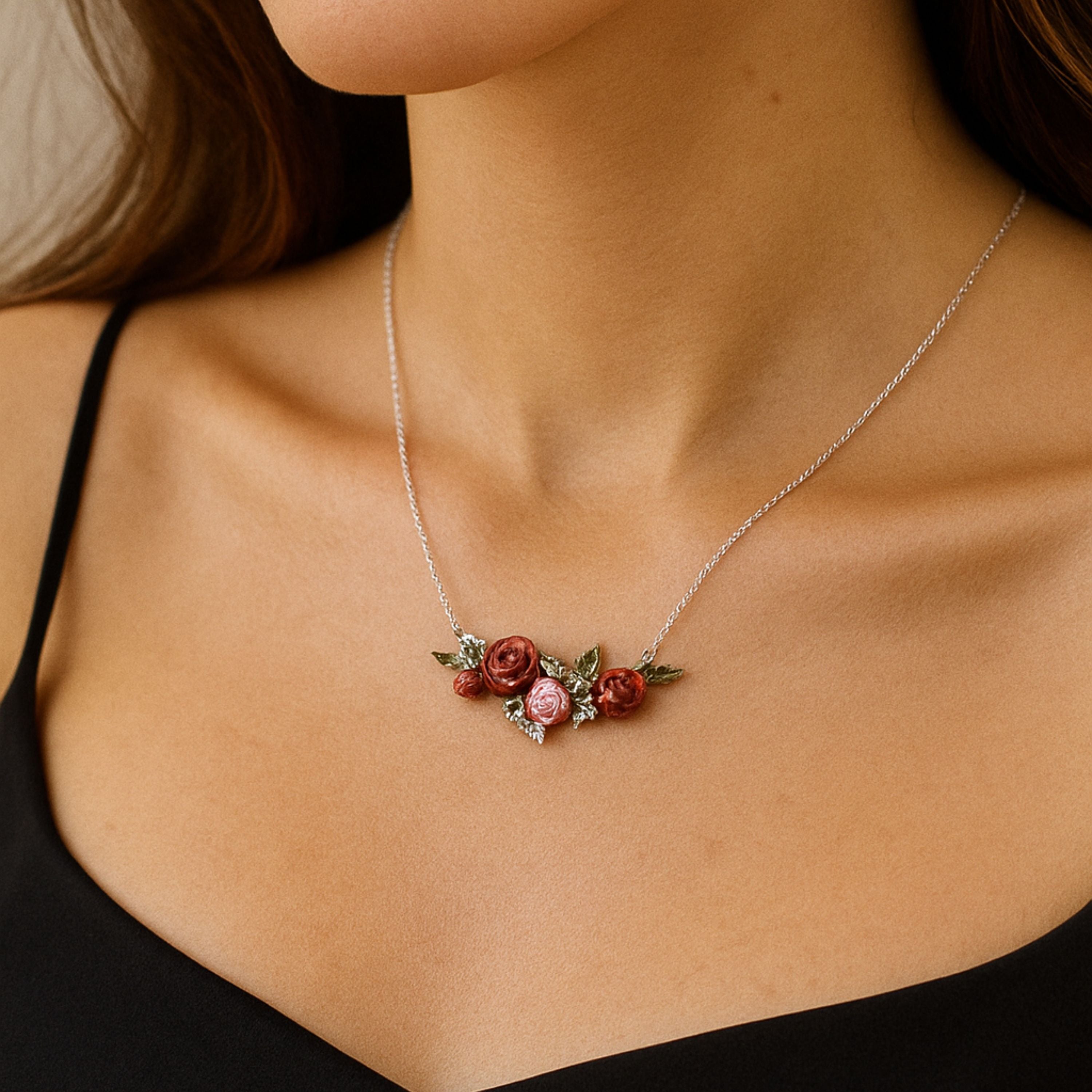 Ruby Rose Pendant with Chain