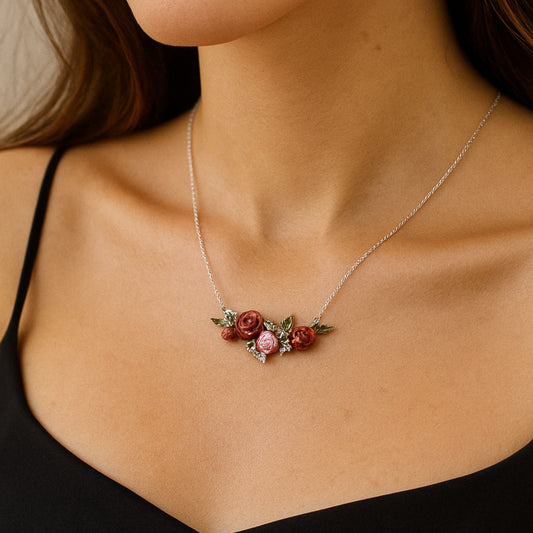 Ruby Rose Pendant with Chain