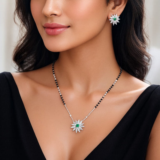 Sunflower Shine Mangalsutra With Earring