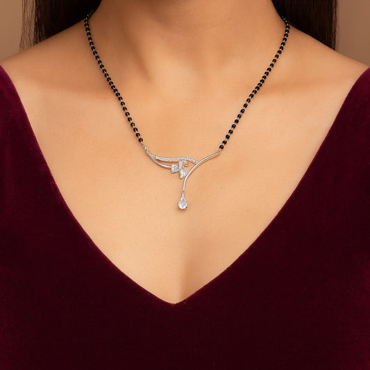 Graceful Bow Mangalsutra With Earring