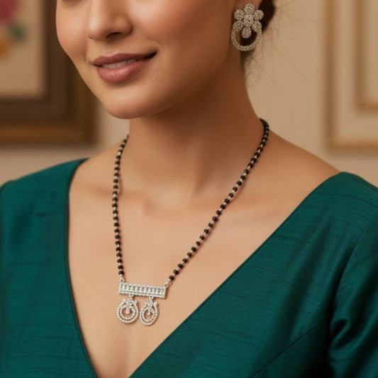 Twin Hoop Mangalsutra With Earring