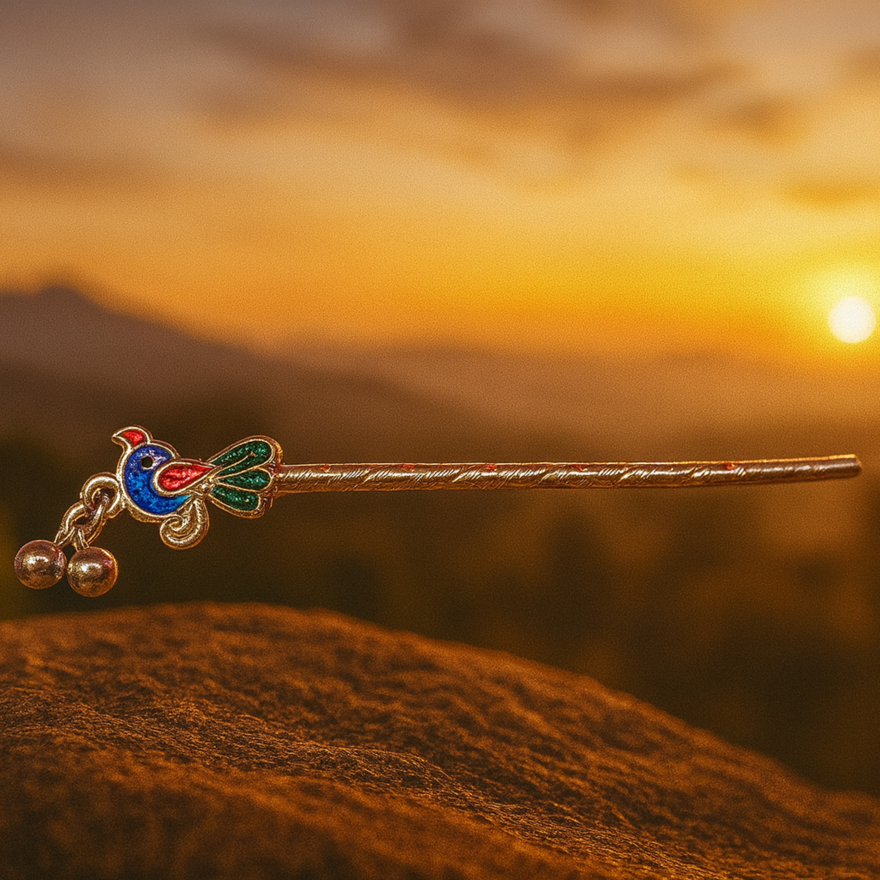 Peacock Charm Silver Flute