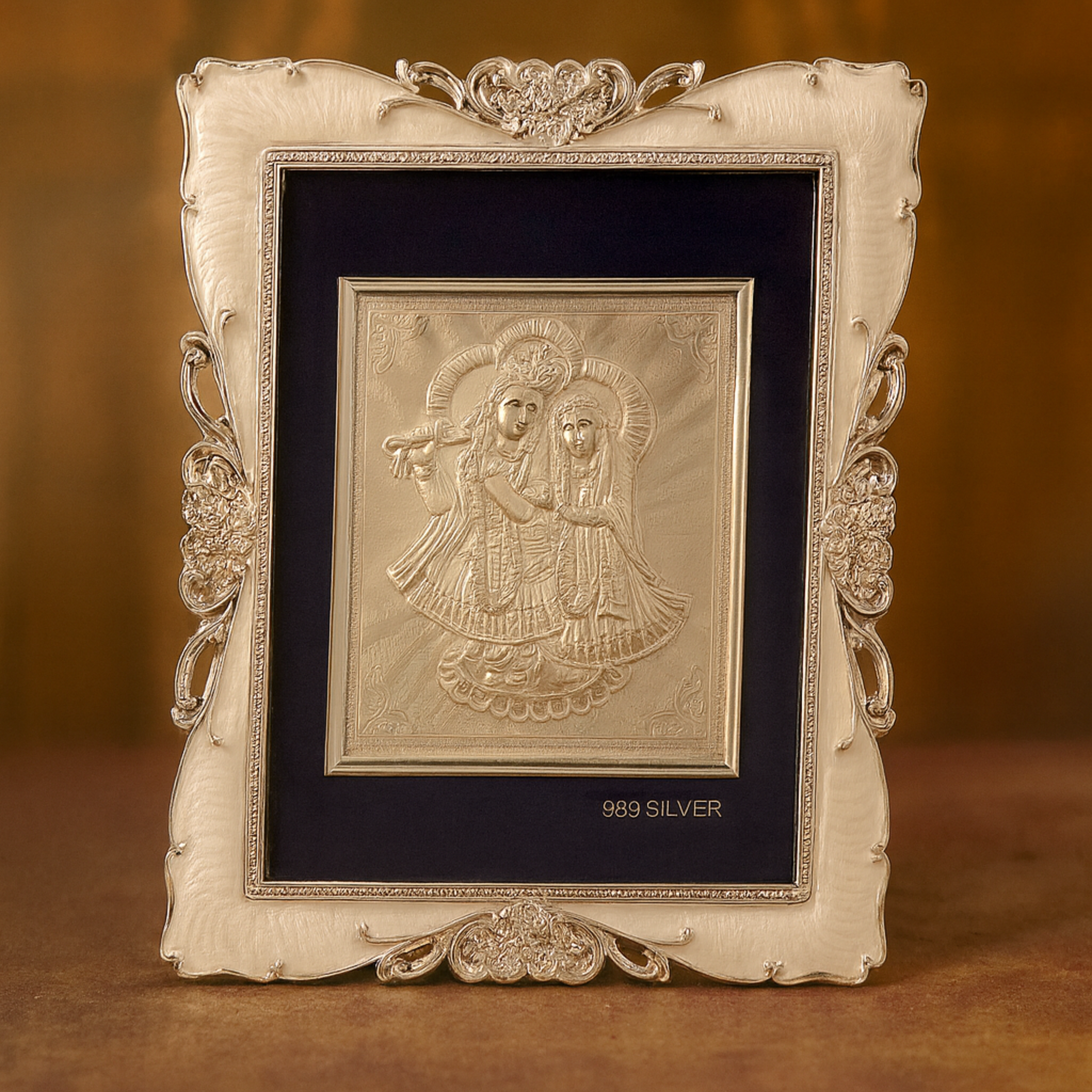 Divine Love – Radha Krishna Silver Frame