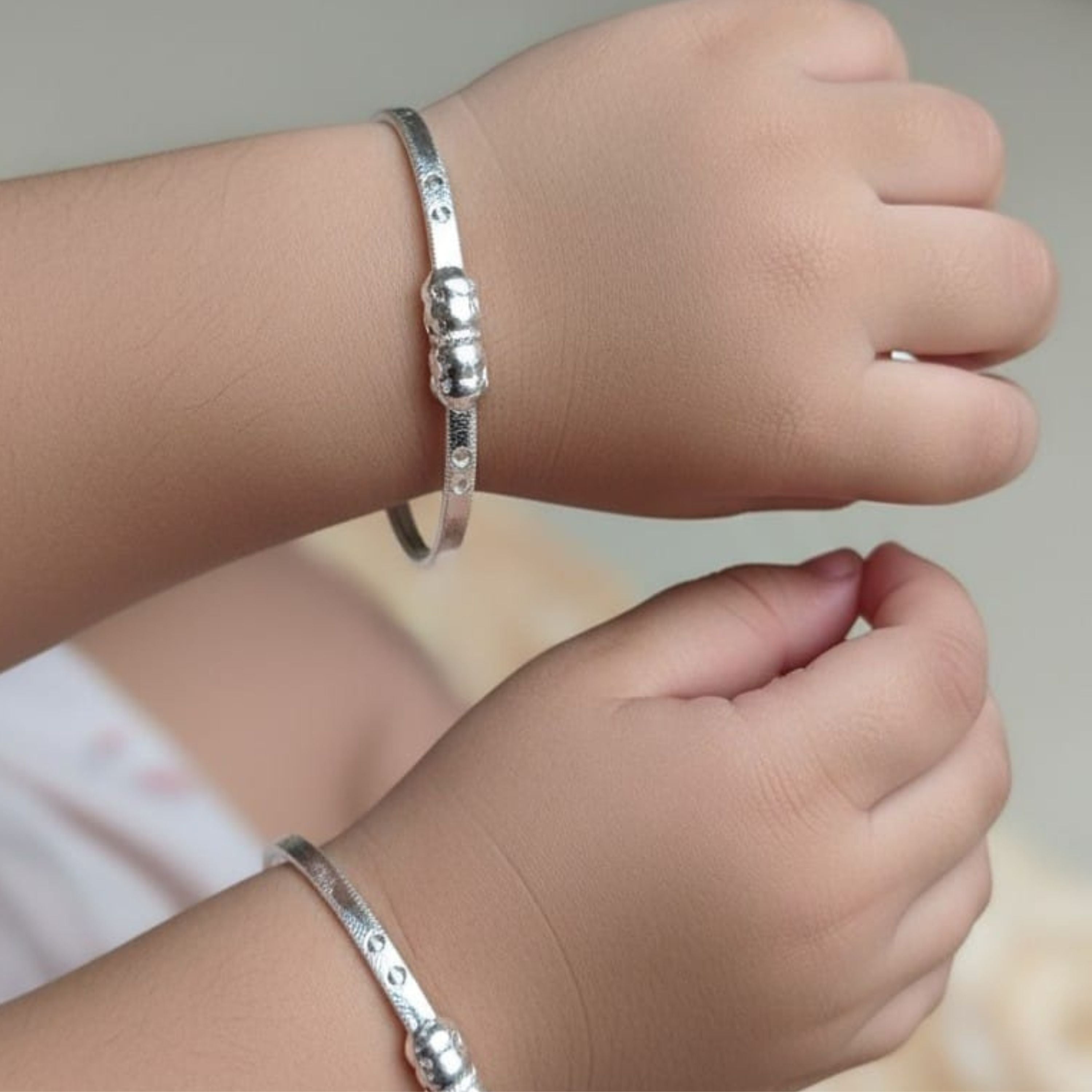 Baby Traditional Silver Kada Pair