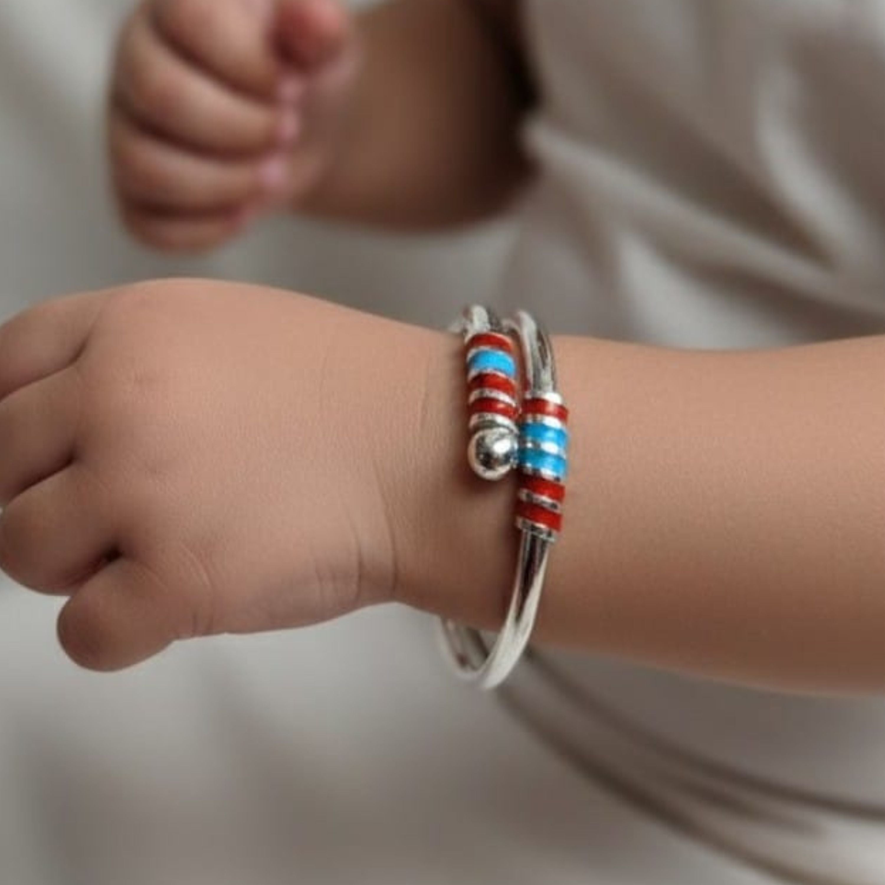 Baby Silver Beaded Kada