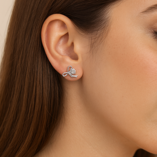 Shimmer Knot (Silver Colour) Earring