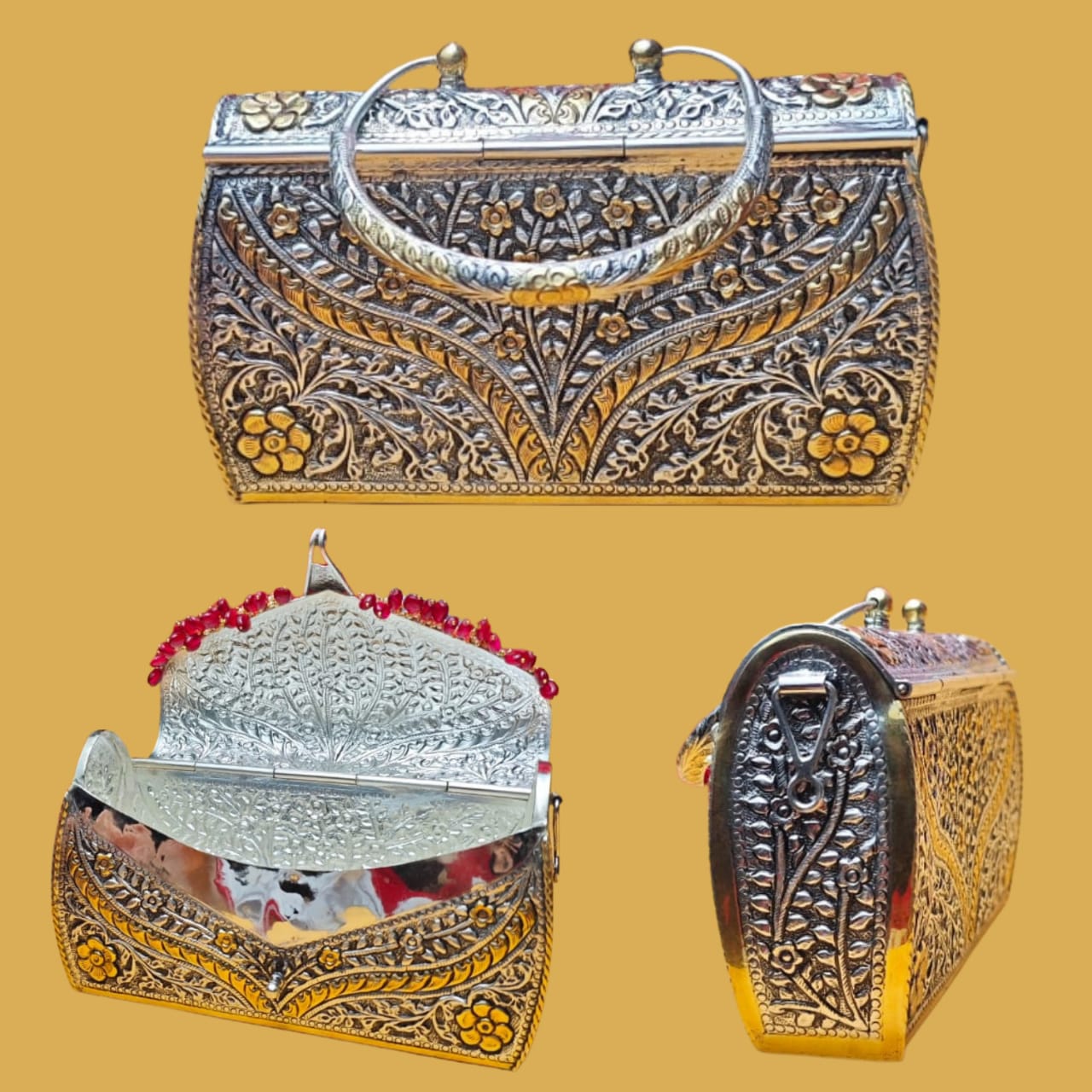 Silver Maharani Heritage Clutch